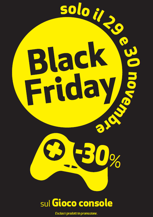 > IPERCOOP: BLACK FRIDAY. 29 e 30 novembre 2019. – 30% sul gioco console.